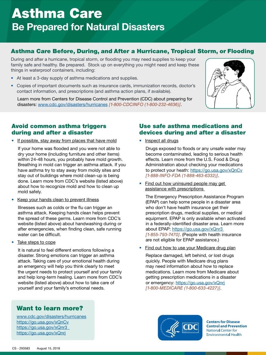 Asthma Care Before, During, and After a Hurricane or Other Tropical Storm (Factsheet)