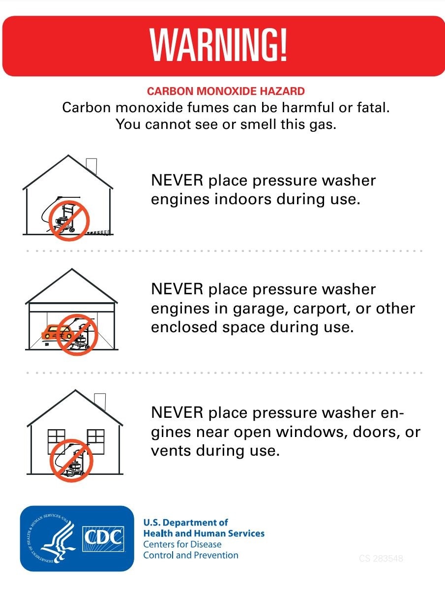 Carbon Monoxide Hazard: Proper Use of Pressure Washer Engines (Pictogram Flyer)