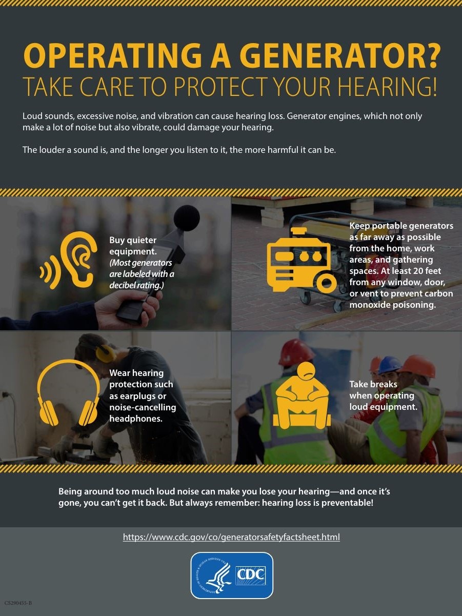 Operating a Generator? Take Care to Protect Your Hearing (Factsheet)