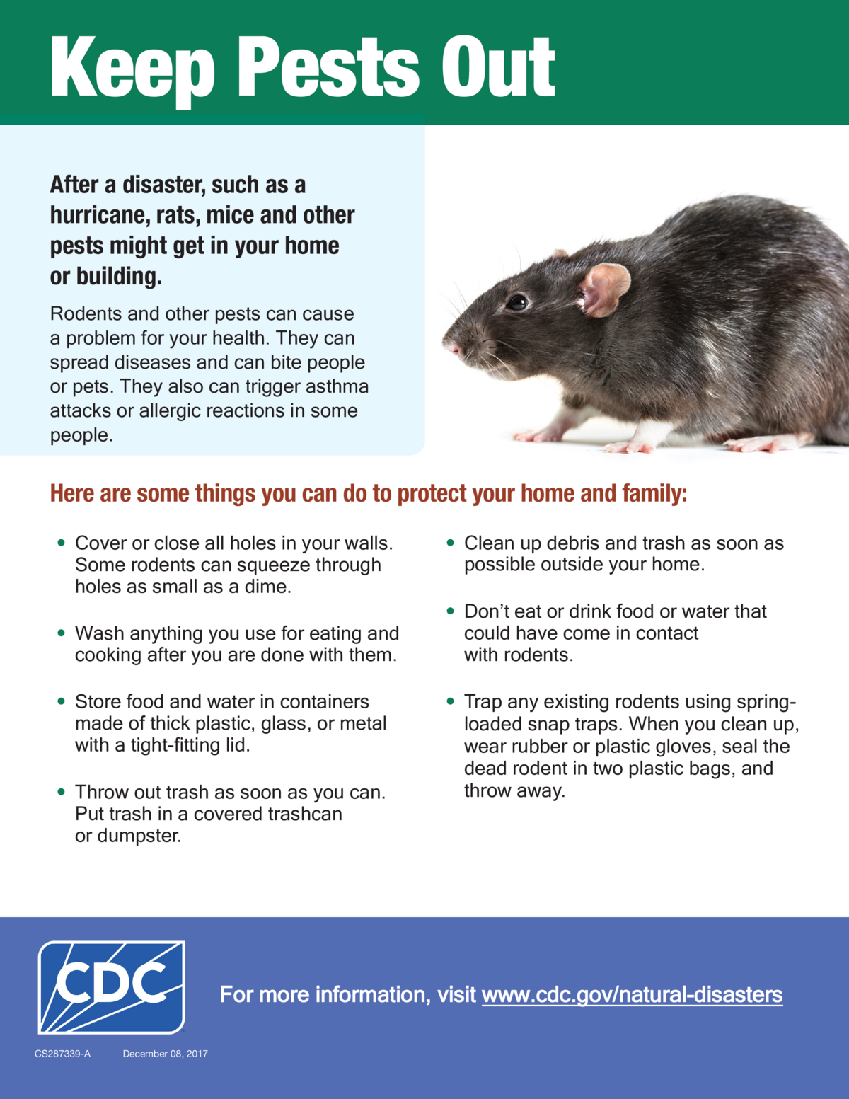 Screenshot of the first page of "Keep Pests Out Factsheet"