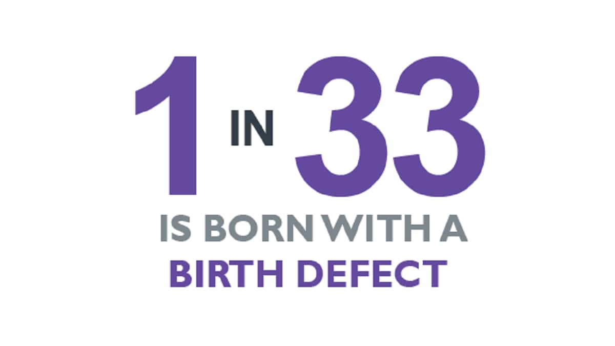 1 in 33 is born with a birth defect