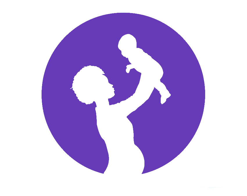 Silhouette illustration of a mother holding her child.