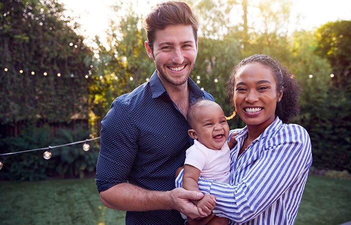 A happy family with a new baby