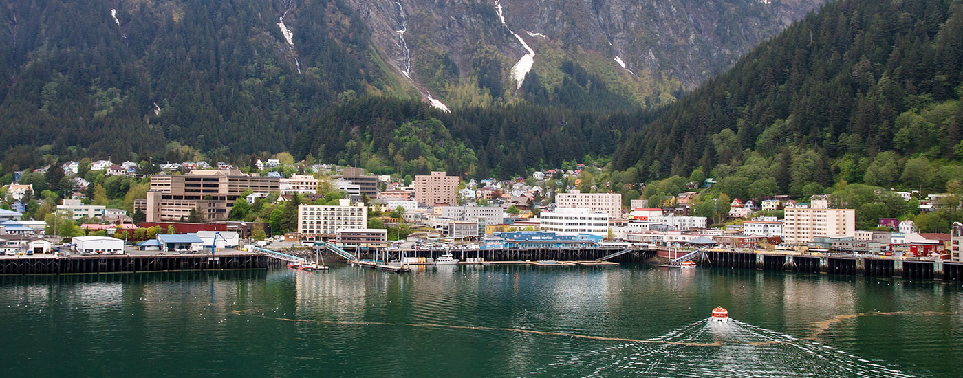 Skyline of a city in Alaska