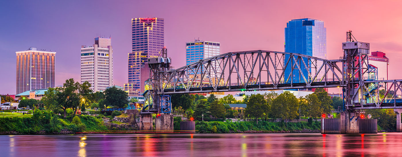 Skyline of a city in Arkansas