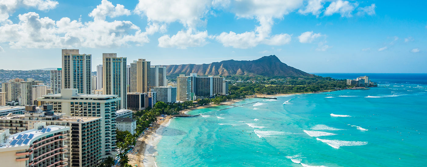 Skyline of a city in Hawaii