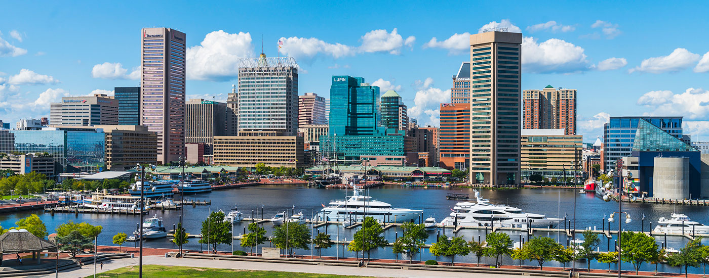 Skyline of a city in Maryland