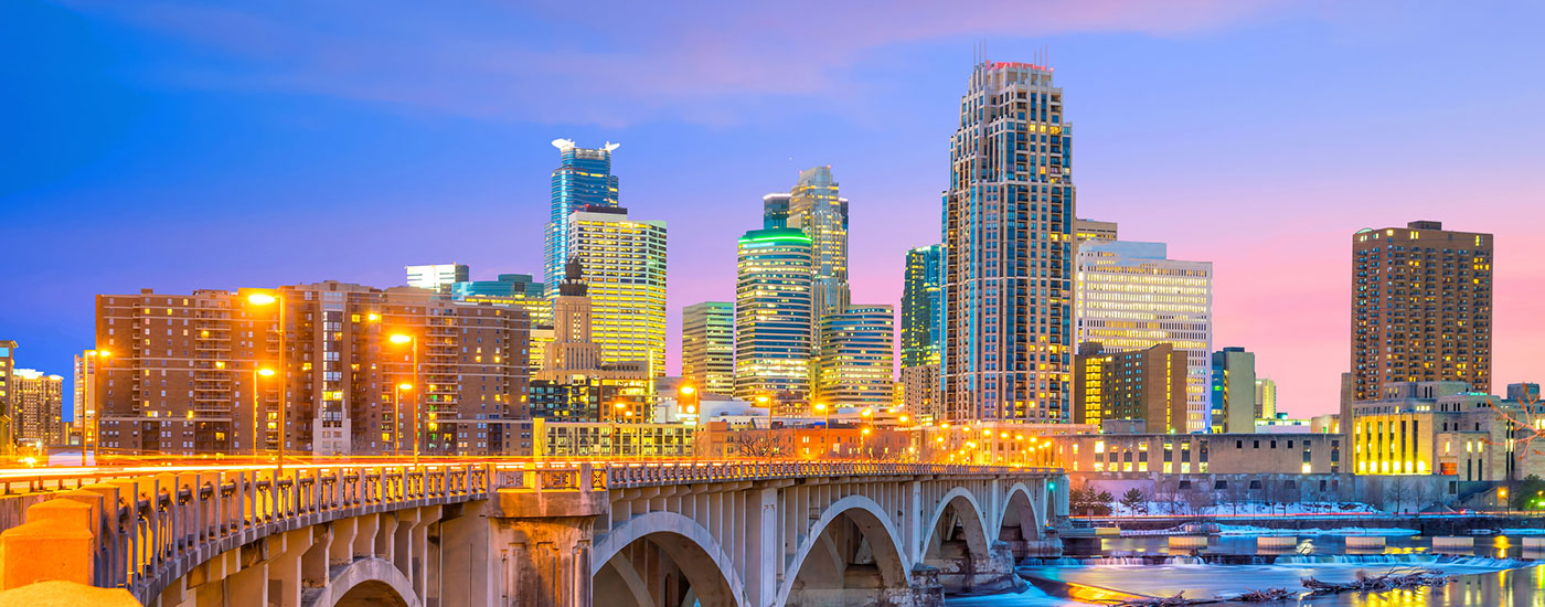 Skyline of a city in Minnesota