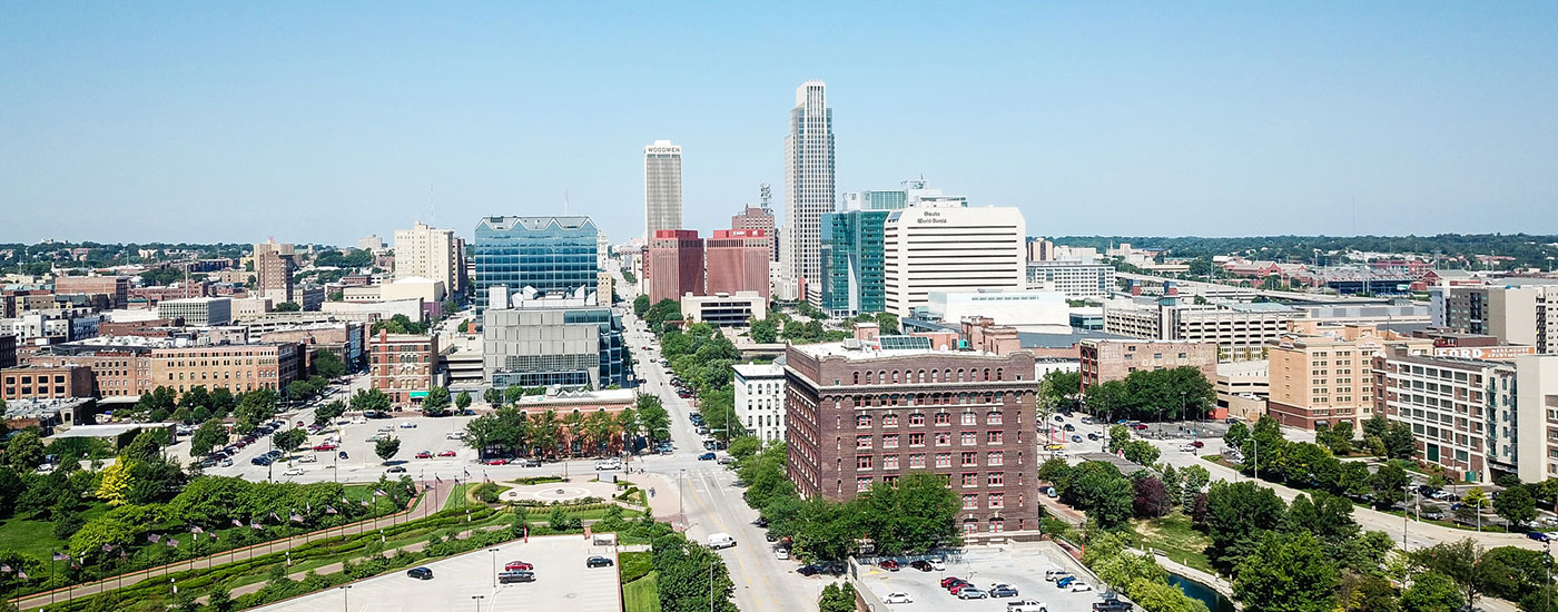 Skyline of a city in Nebraska