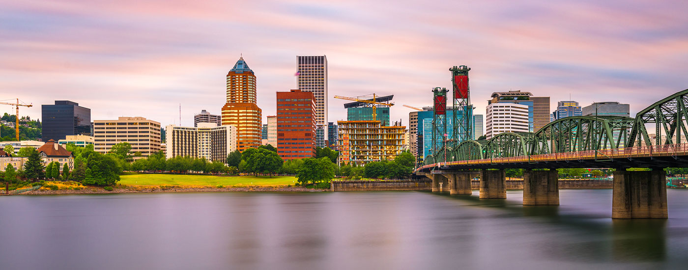 Skyline of a city in Oregon