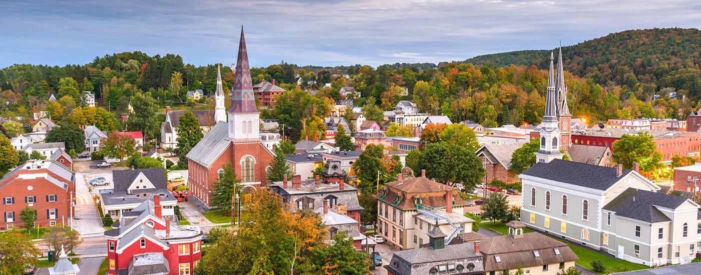Skyline of a city in Vermont