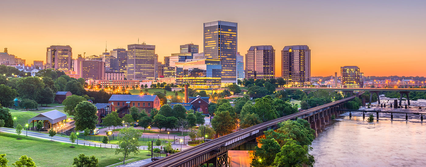 Skyline of a city in Virginia