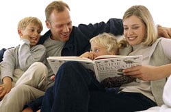 Parents reading to kids