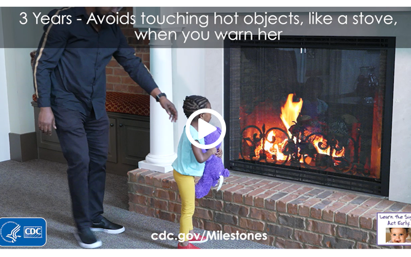 Avoids touching hot objects, like a stove, when you warn her