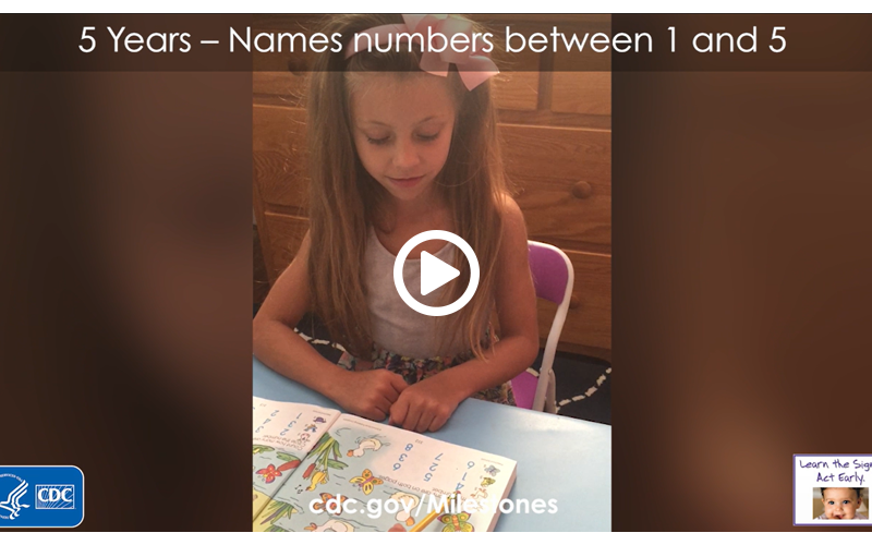 Names some numbers between 1 and 5 when you point to them