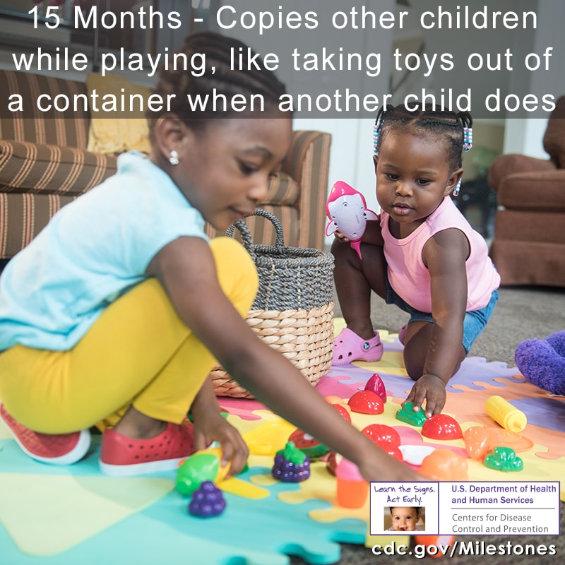 Copies other children while playing