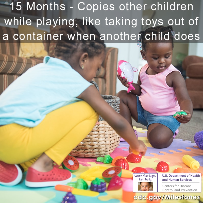 Copies other children while playing