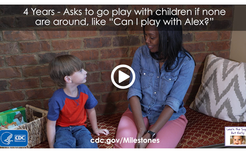 Asks to go play with children if none are around, like “Can I play with Alex?”