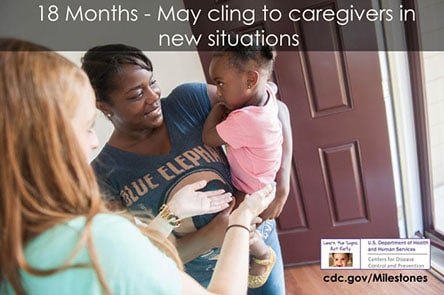 May cling to caregivers in new situations