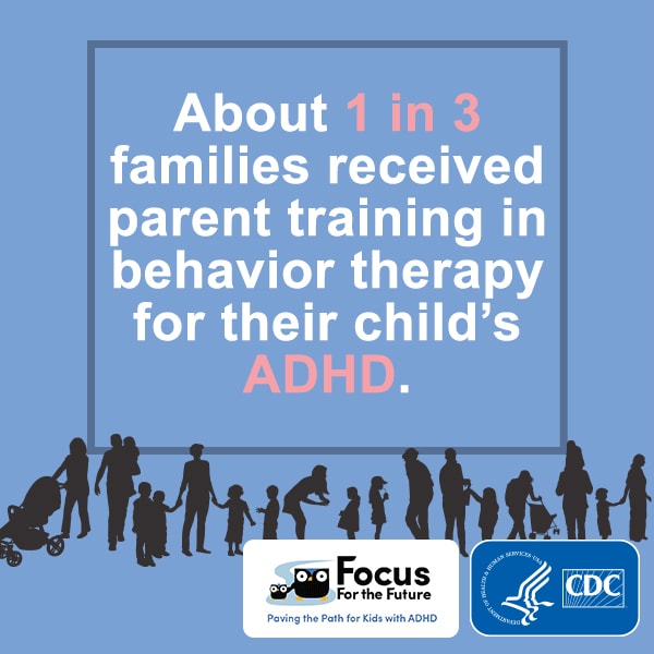 About 1 in 3 families received parent training in behavior therapy for their child's ADHD.