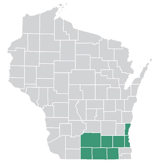 Wisconsin site tracking area map