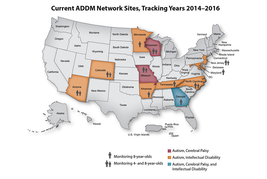 Current ADDM Network Sites - Autism Prevalence