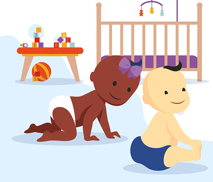 Illustration of two happy babies