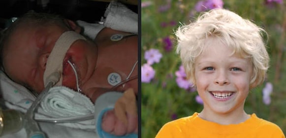 Jude as a baby in the hospital and as a young boy