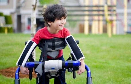 Young boy with cerebral palsy