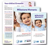 Blended thumbnail of milestone sheet, milestone booklet, & milestone brochure