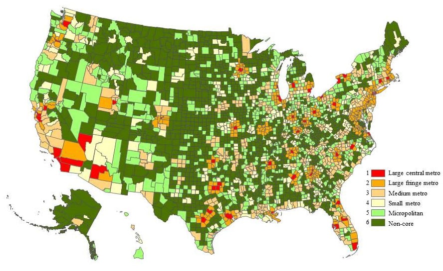 Map: *2013 NCHS Urban–Rural Classification Scheme for Counties1