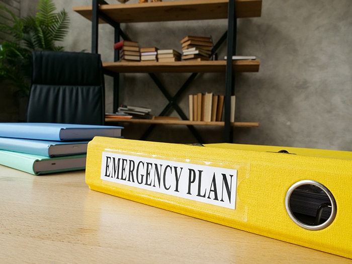 Folder with emergency plan