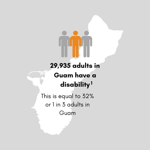 29,236 adults in Guam have a disability. This is equal to 31 percent or 1 in 3 adults in Guam.