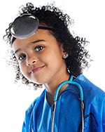 Child dressed in a doctor's outfit