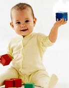 Baby playing with blocks