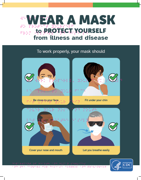 vision masking handout - wear a mask to protect yourself from illness and disease (braille)