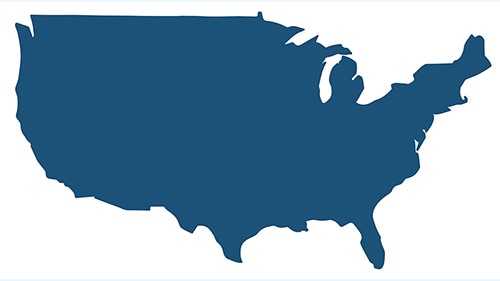blue map of 48 US states