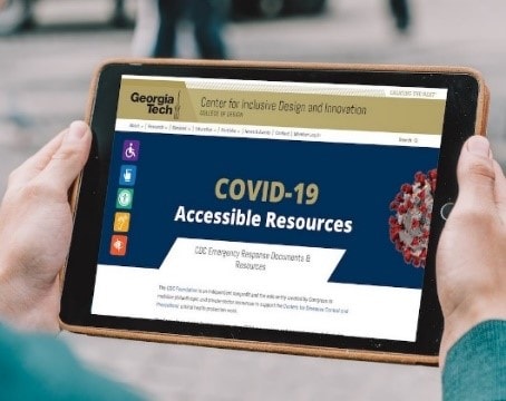 Covid materials on a tablet computer