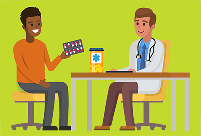 Illustration of man meeting with health care provider