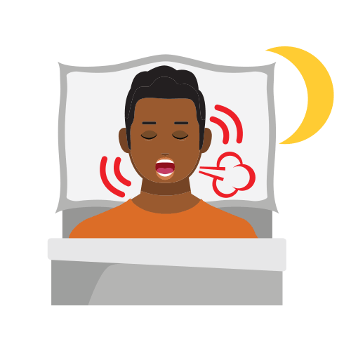 Illustration showing a person sleeping in bed