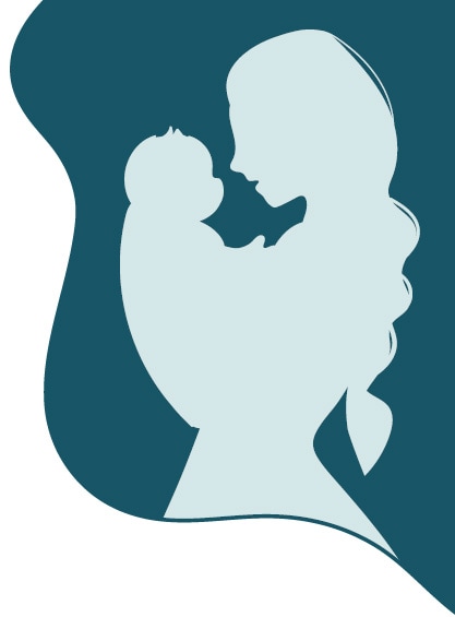 silhouette of a mother with a child