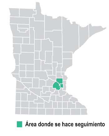 site map of Minnesota with site areas in green