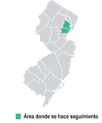 New Jersey site tracking area with site areas in green