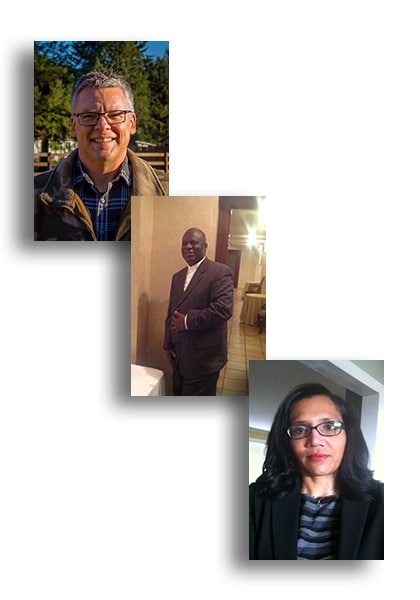 Grouped photo of Tim Davis, Joseph Ubaike, and Christine Dorley
