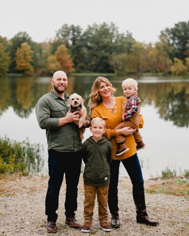 Brooke’s husband Kip, their dog Lucky, her oldest son Chance, Brooke, and her youngest son West.