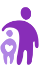 Graphic of adult sheltering a child with his arm.