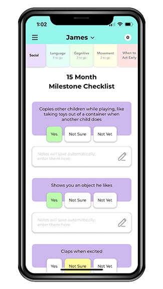 Milestone Tracker app main menu