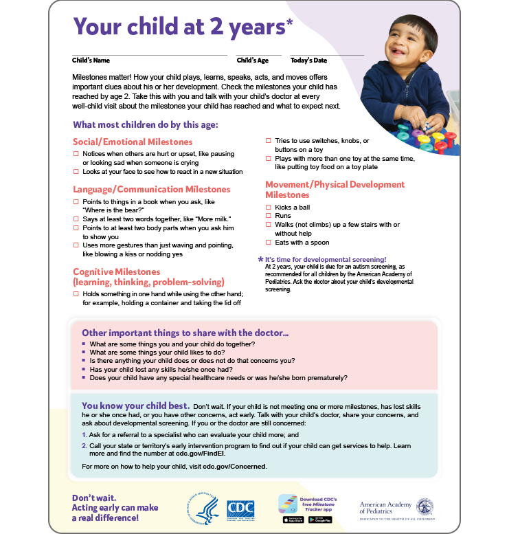 2 Year Old Developmental Milestones Chart