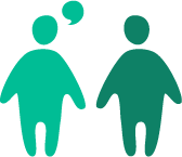 Graphic of two adults talking.