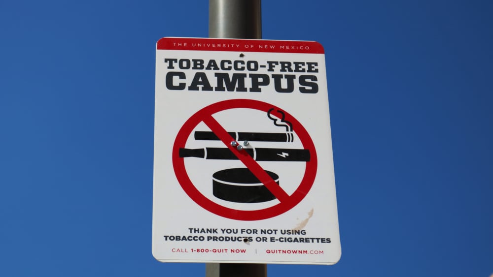 Sign stating "Tobacco Free Campus"